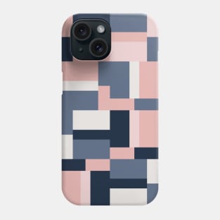 Blue, Blush and Gray Geometric Color Block Pattern Phone Case