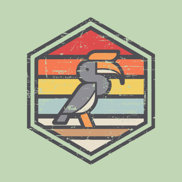 Retro Badge Hornbill Light by rojakdesigns