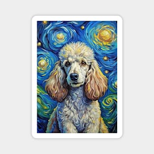 Poodle Dog Breed Painting in a Van Gogh Starry Night Art Style Magnet