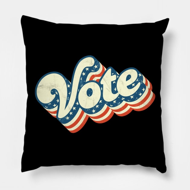 Retro Vintage Vote US Flag Pillow by Jennifer