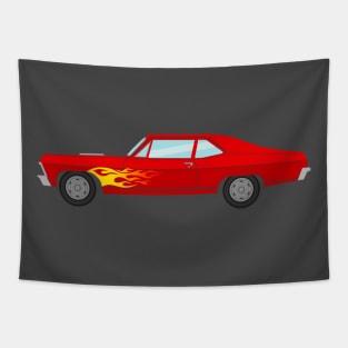 Chevy Nova SS With Flames Tapestry