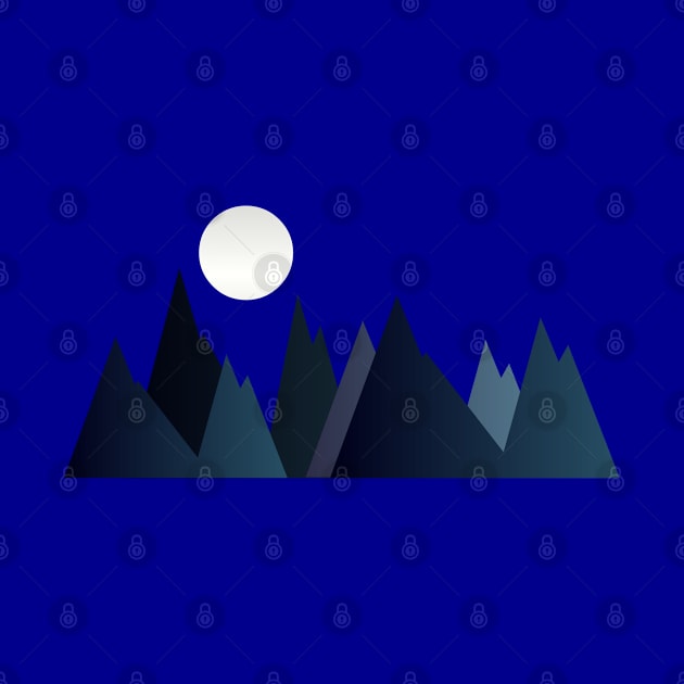 MOON AND MOUNTAINS, GEOMETRIC LANDSCAPE by SAMUEL FORMAS