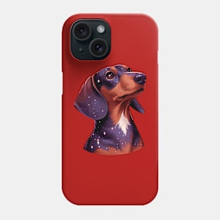 Dachshund dog in the galaxy looking up Phone Case