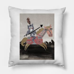 Cat Riding Horse Pillow