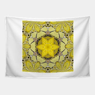 kaleidoscope design in shades of yellow black and grey Tapestry