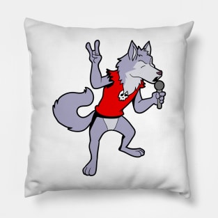 Singing rock dog with microphone - Wolf Pillow