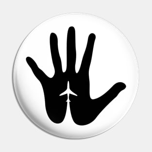 Hand with Airplane Minimalist Design Pin