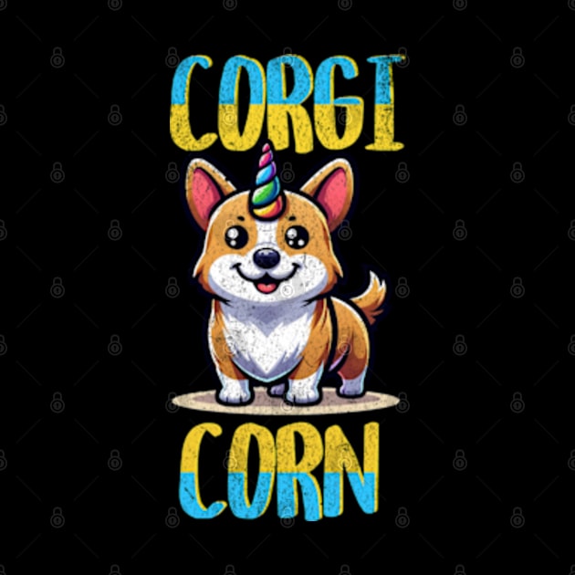 Corgi Corn Funny Dog Unicorn Cartoon Kawaii by Lavender Celeste