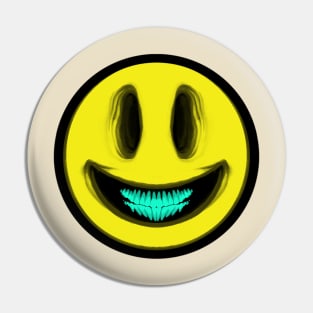 Creepy Smiley Face Monster Emoji Parody Pin