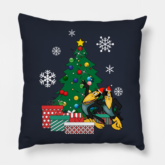 Heckle And Jeckle Around The Christmas Tree Pillow by Nova5