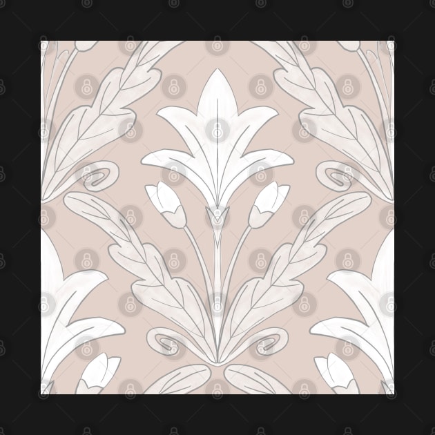 Regency style modern floral damask medallion pattern in neutral taupe beige and cream by FrancesPoff