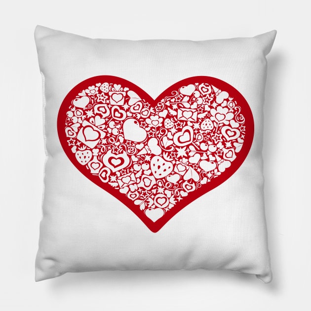 Valentites heart of objects Red Pillow by Voysla