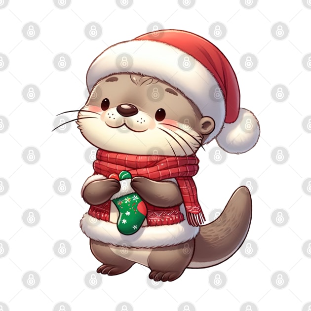 Christmas Otter Santa by Takeda_Art