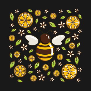 Honey Bee and Lemon | Black T-Shirt