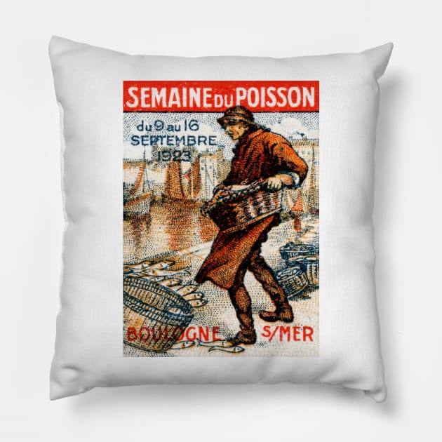 1923 French Seafood Festival Pillow by historicimage