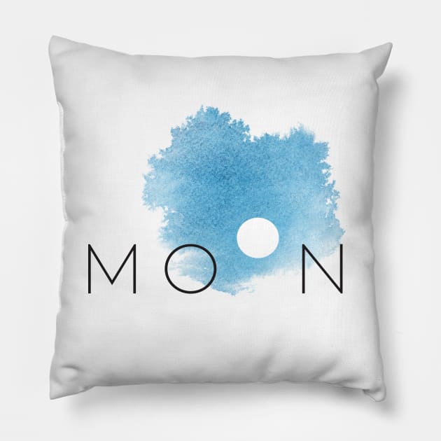 Full Moon Phases Blue Watercolor Sky Pillow by Inogitna Designs