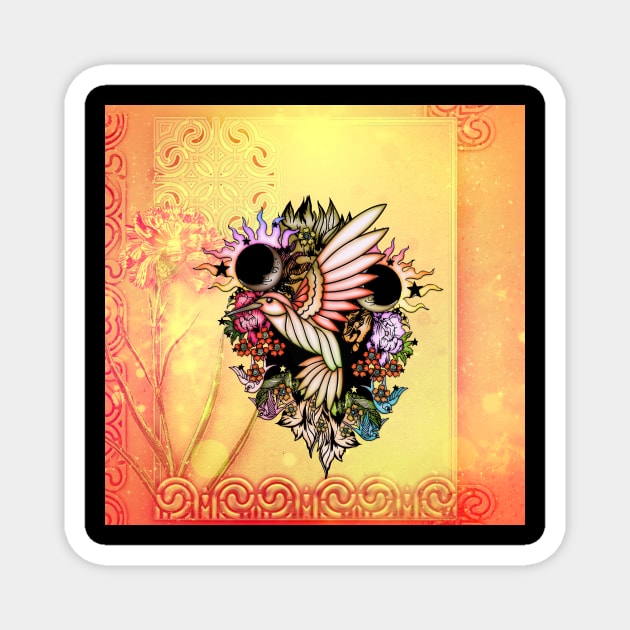 Beautiful fantasy bird and flowers Magnet by Nicky2342