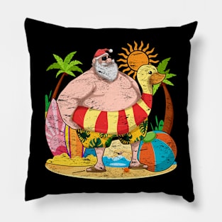 Tropical Summer Funny Santa Claus Xmas Hawaii Christmas In July Pillow