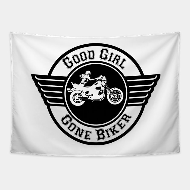 Good Girl Gone Biker Tapestry by SlackerTees