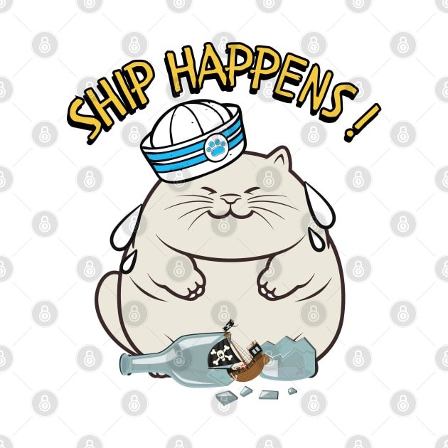 Ship Happens - Funny fat cat by Pet Station