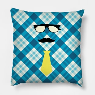 Checkered Father glasses mustache and tie Pillow