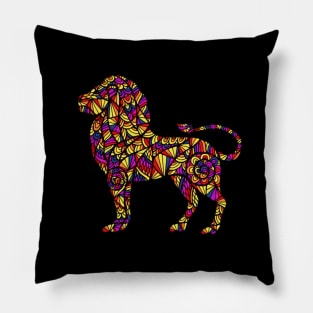 Colorful Mandala Lion Pillow