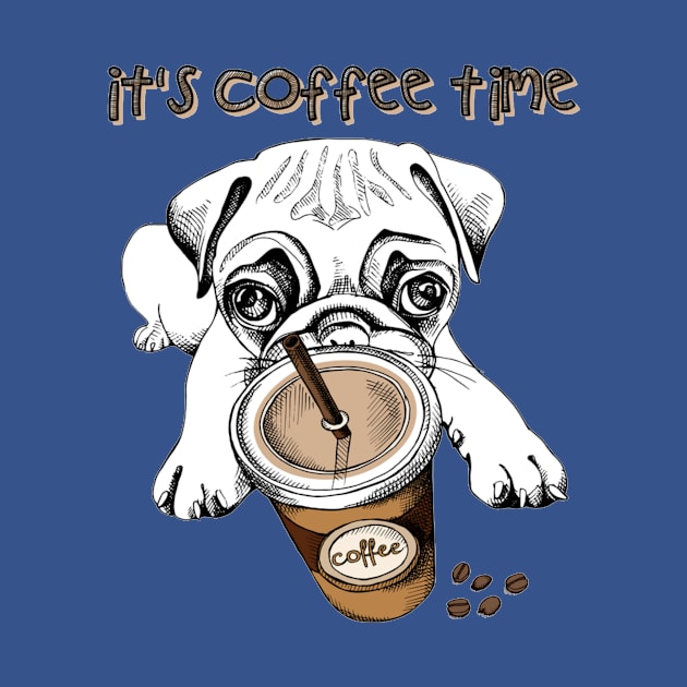 Pug puppy with a plastic cup of coffee by amramna