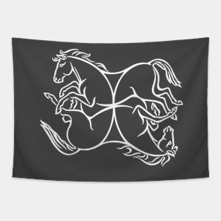 Four Interlaced Horses - White Tapestry