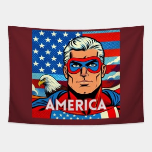 America Patriotic Superhero Bald Eagle July 4th USA Tapestry
