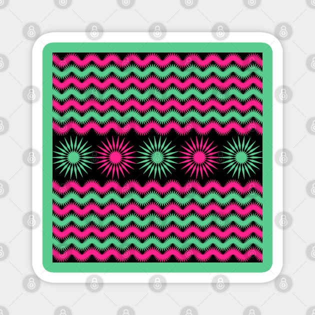 Zigzag Chevron Pattern In Pink And Green Magnet by IsmaSaleem