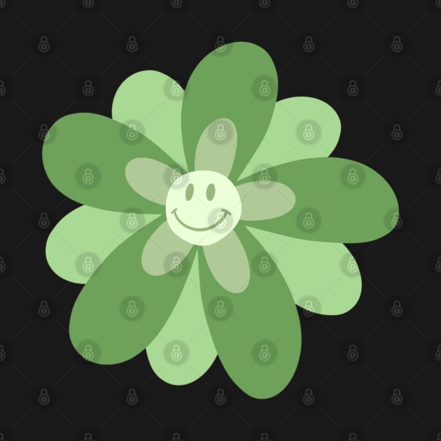 Bright and Cheerful Flower Smiley Face -  spring green by JuneNostalgia