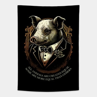 Orwell - Animal Farm - Some Are More Equal - Block Print Tapestry