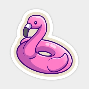 Cute Flamingo Swimming Tire Cartoon Magnet