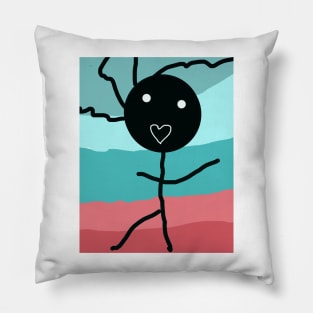 Dancing Kid with Heart Stick Figure Pillow