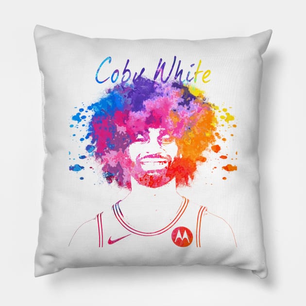 Coby White Pillow by Moreno Art