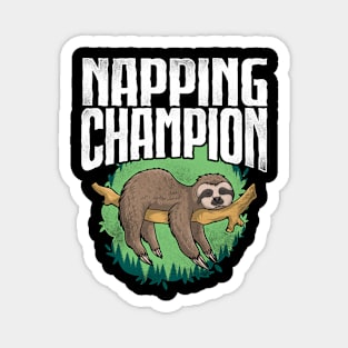 Funny Sloth Napping Champion Magnet