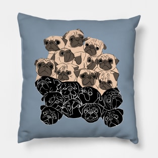 Fawn Pugs and Black Pugs Pillow