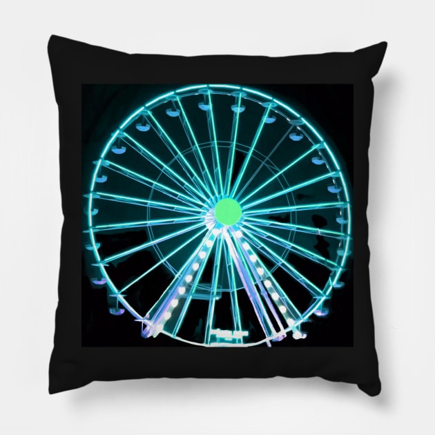 Neon ferris wheel no. 3 Pillow by asanaworld