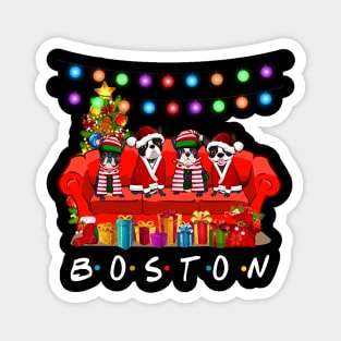 Friends Boston Terrier Merry Christmas Sweatershirt Magnet