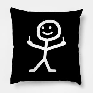 Stick Figure With Middle Finger Pillow