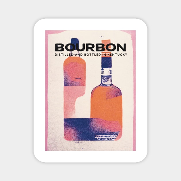 Bourbon Retro Poster Risograph Bar Prints, Vintage Drinks, Recipe, Wall Art Magnet by BetterManufaktur