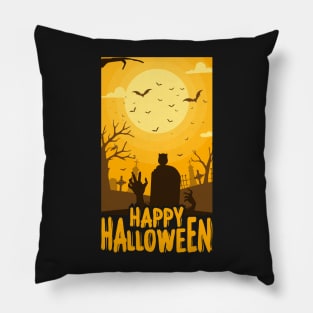 Happy Halloween zombie hand bat Pillow