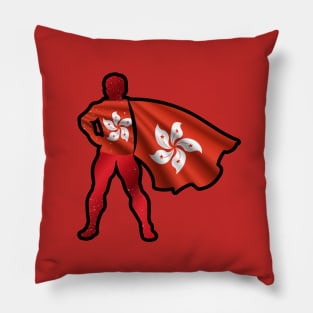 Hong Kong Hero Wearing Cape of Hong Kong Flag I Stand with Hong Kong Pillow