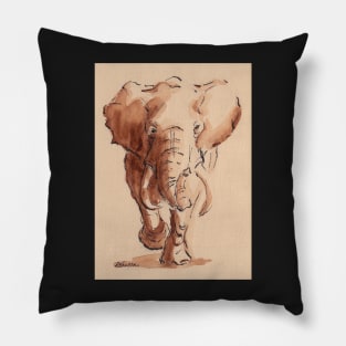 "Day Begins" Elephant #27 Ink Wash Painting Pillow