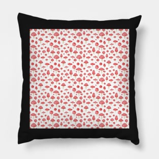 Amanita Mushrooms Red on White Pillow