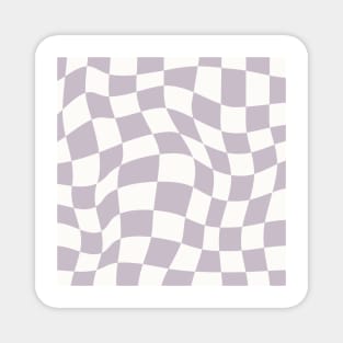 Retro Funky Checkered Pattern Violet Purple Warped Check Board Magnet