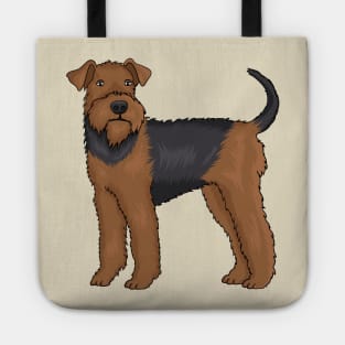 Airedale terrier dog cartoon illustration Tote