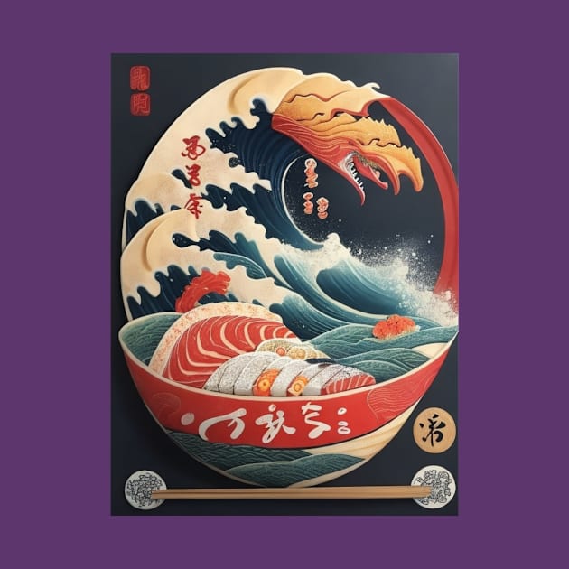 Japanese ramen wave sushi plate by mouhamed22