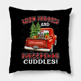 Warm Snuggles And Sheepdog Cuddles Truck Tree Christmas Gift Pillow