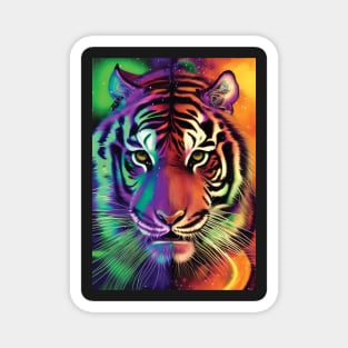 Psychedelic Tiger | Colorful Tiger Art | Astral Tiger Painting | Beautiful Multicolored Tiger Magnet